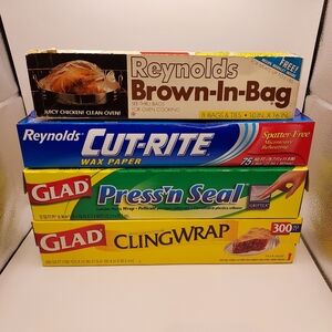 4 New Boxes - Reynolds & Glad Products. Plastic Wrap Film, Wax & Bag For Food.
